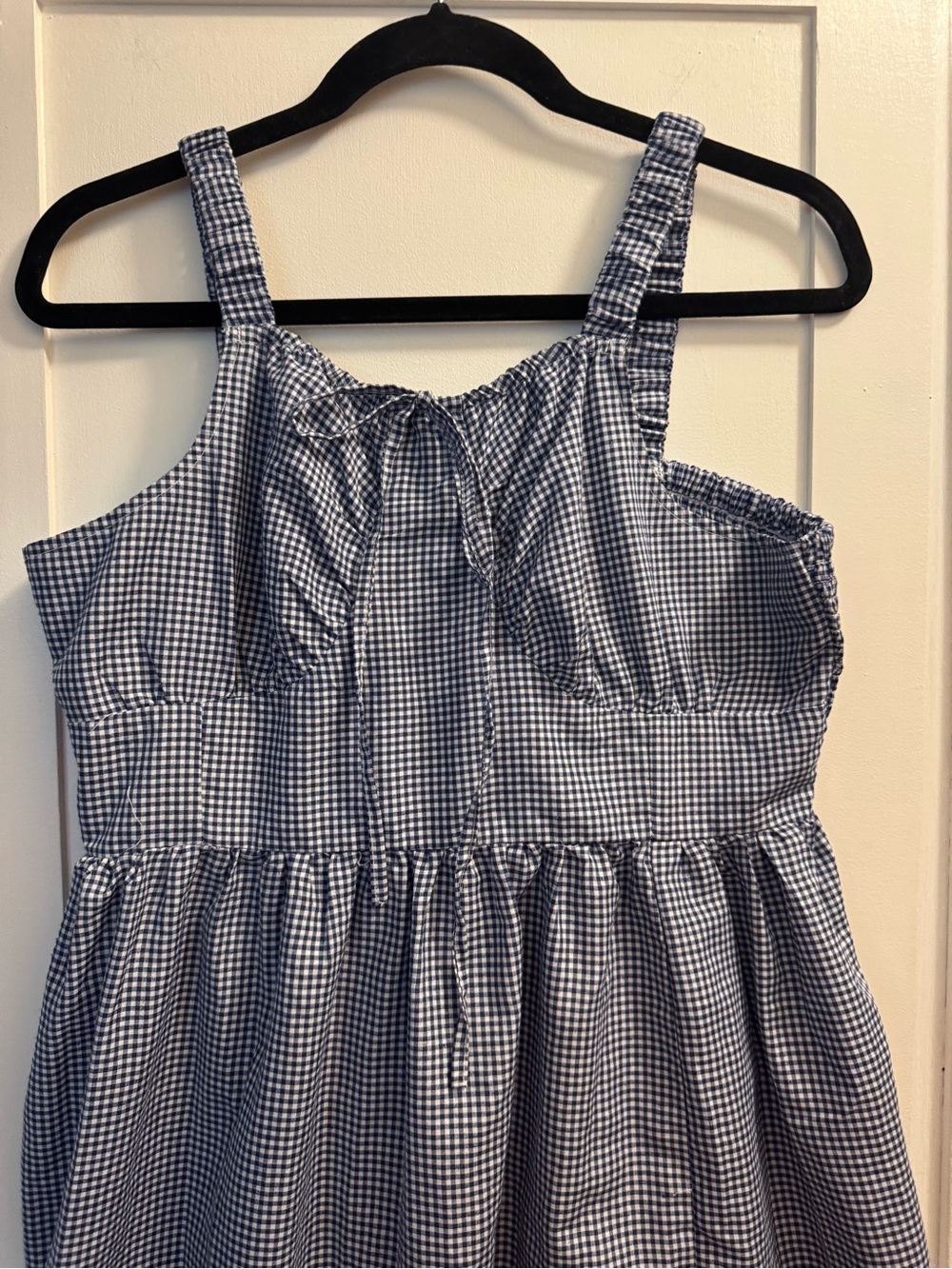 Blue Gingham Sundress with Tie Front